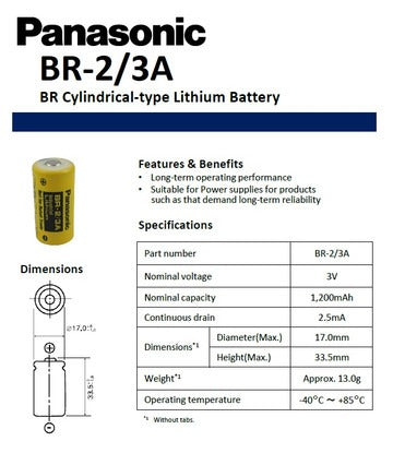 PANASONIC Panasonic BR2/3A BR-2/3A 3 V (2/3A)