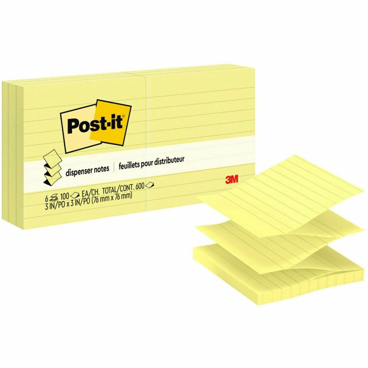 3M 3M MMMR335YW Post-it Dispenser Notes 3 inches x 3 inches 6/Pack MMM R335