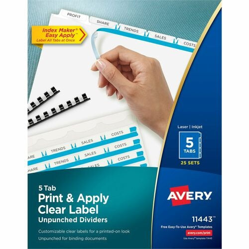 AVERY Avery AVE11443 Index Maker Dividers 5-tab 11x8.5 in Box 25