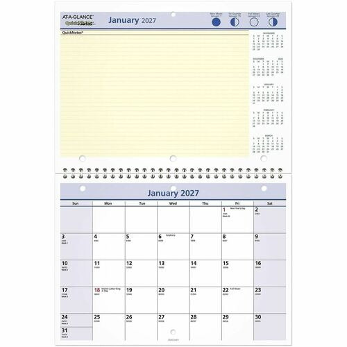 AT-A-GLANCE At-a-glance AAGPM5028 Monthly Wall Calendar Wire Bound