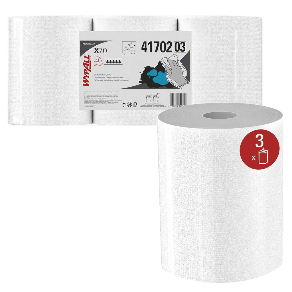 KIMBERLY-CLARK Wypall 41702 X70 Shop Towels Center Pull 3 Pack