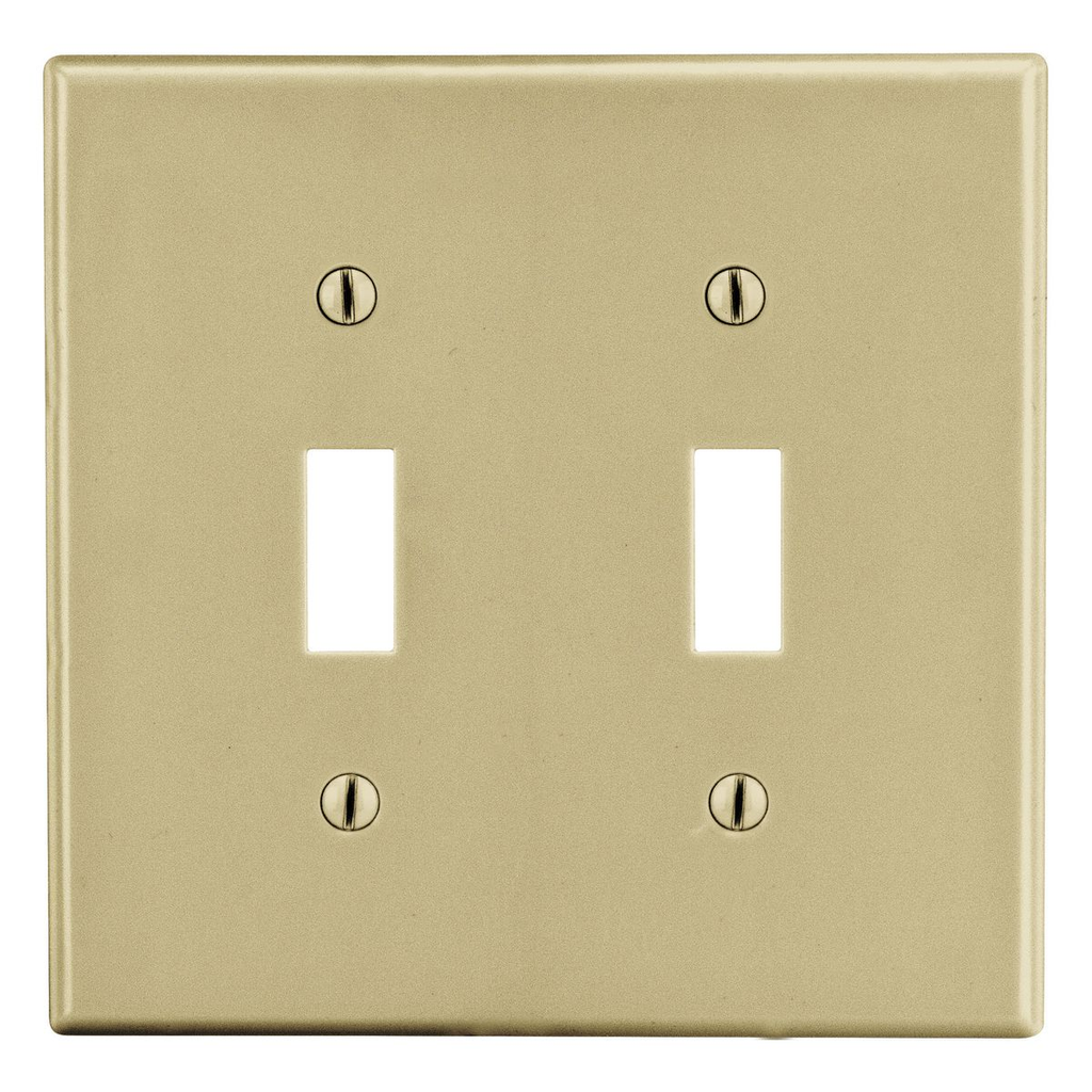 Hubbell Wiring Device-Kellems P2I Wallplate, 2-Gang, 2 Toggle, Ivory