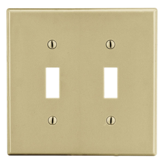 Hubbell Wiring Device-Kellems P2I WALLPLATE, 2-Gang, 2 Toggle, Ivory