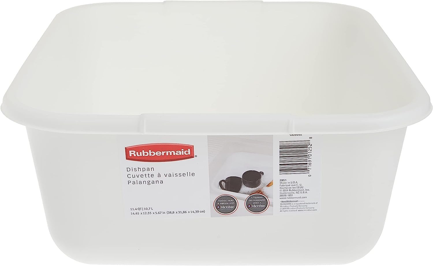 RUBBERMAID Rubbermaid FG2951ARWHT Rm Dishpan 11 qt
