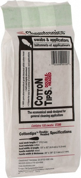 CHEMTRONICS Chemtronics CT200 Cotton Cleaning Swabs 6 Inches 100 Pack
