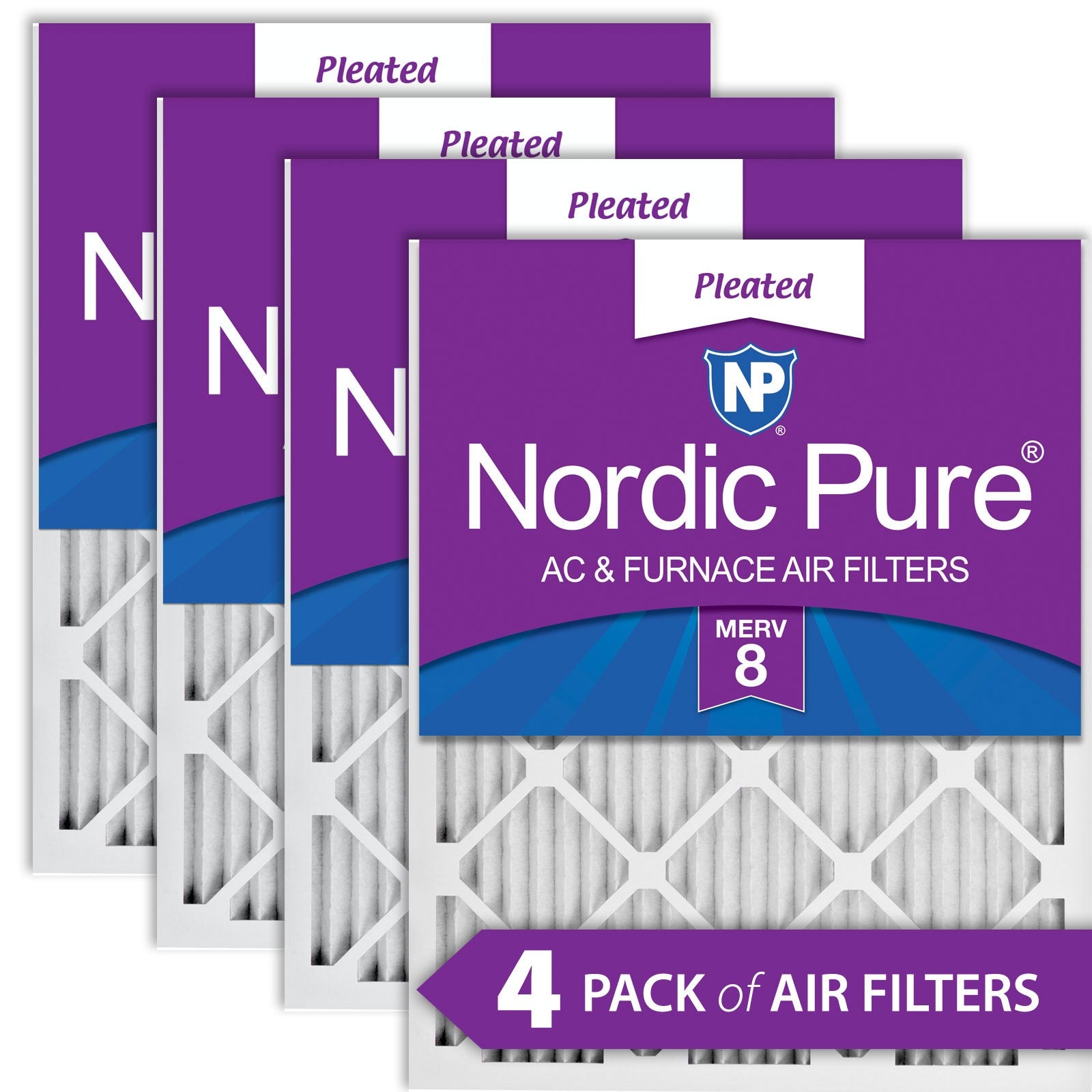 NORDIC PURE Nordic Pure 18x20x1M8-4 Pleated Merv 8 Air Filter 4 Pack