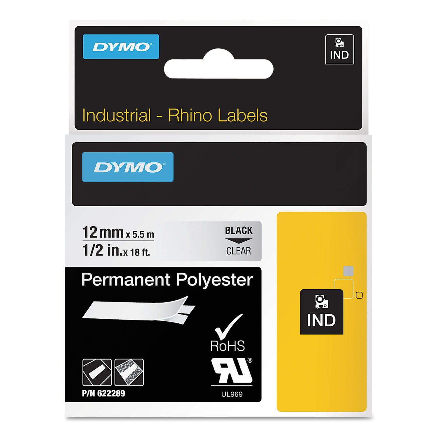 DYMO Dymo 622289 Rhino Polyester Tape 12 mm (18 ft) 622289