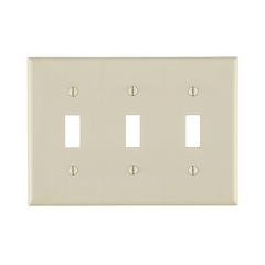 Leviton 78011 3-Gang Toggle Device Switch Wallplate Standard Size Thermoset Light Almond