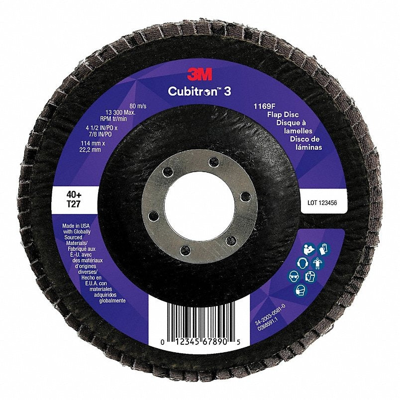 3M 3M 7100380474 Flap Disc Type 27 4-1/2 in 40 Grit 10 Pack