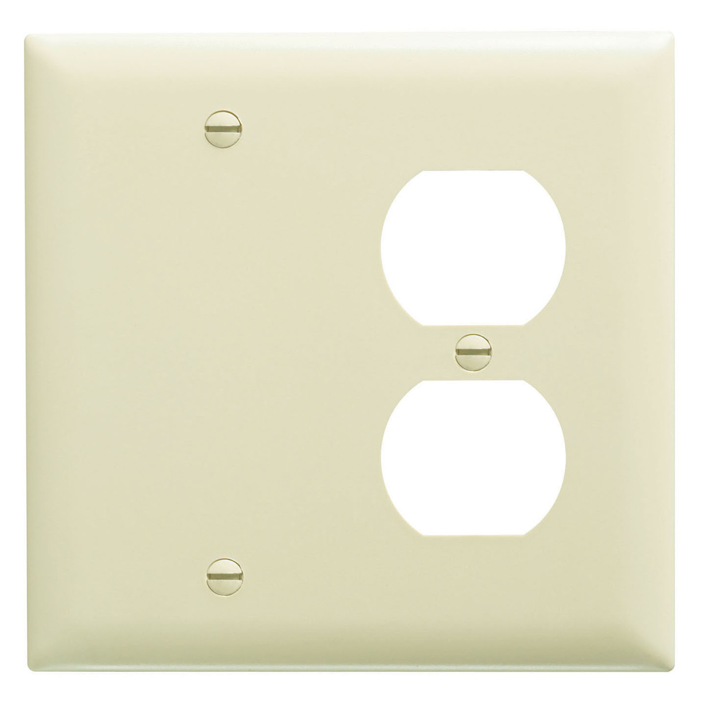 Legrand TP138I Pass & Seymour TP Series Standard Combination Wallplate, 2 Gangs, Ivory