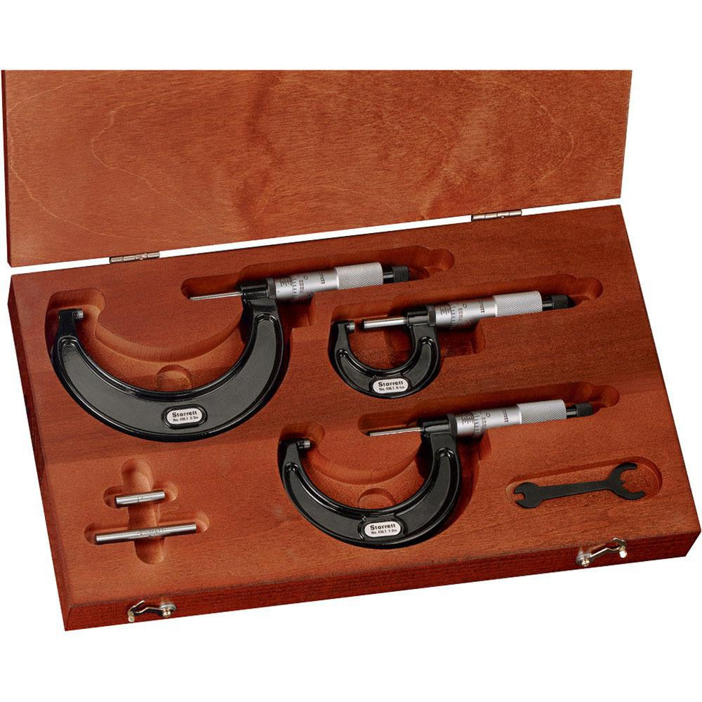 STARRETT Starrett 68037 Outside Micrometer Set 3 Piece 0-3 in
