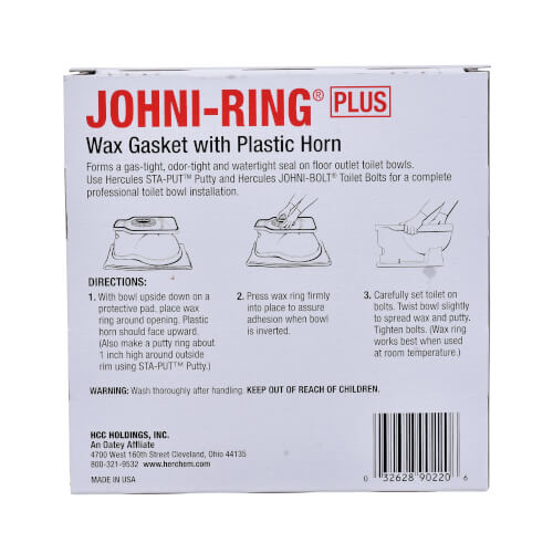 Hercules 90220 Johni-Ring Plus Wax Ring with Plastic Horn for 3 or 4 inch Waste Lines