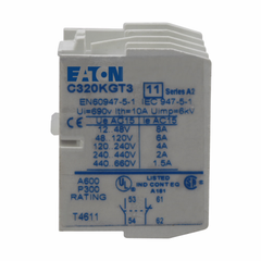 Eaton C320KGT3 Auxiliary Contact 1NO 1NC Snap-On Terminal for Industrial Control and Power Distribution