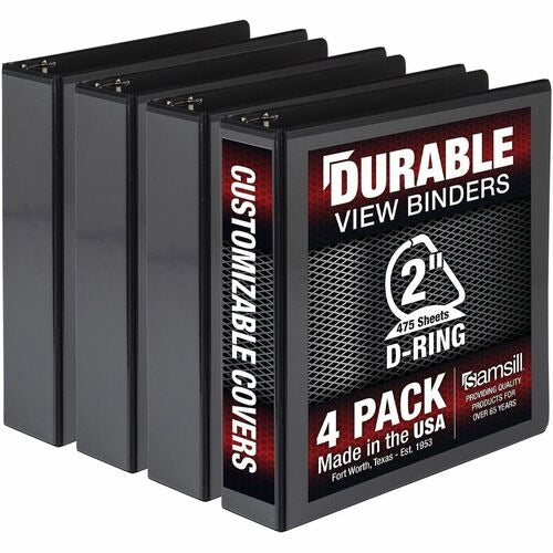 SAMSILL Samsill SAMMP46460 2 Inch Black View Binder Pack of 4