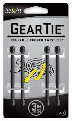 NITE IZE Nite Ize Inc GT3-4PK-01 Gear Tie 3 Inch Black 4 Pack