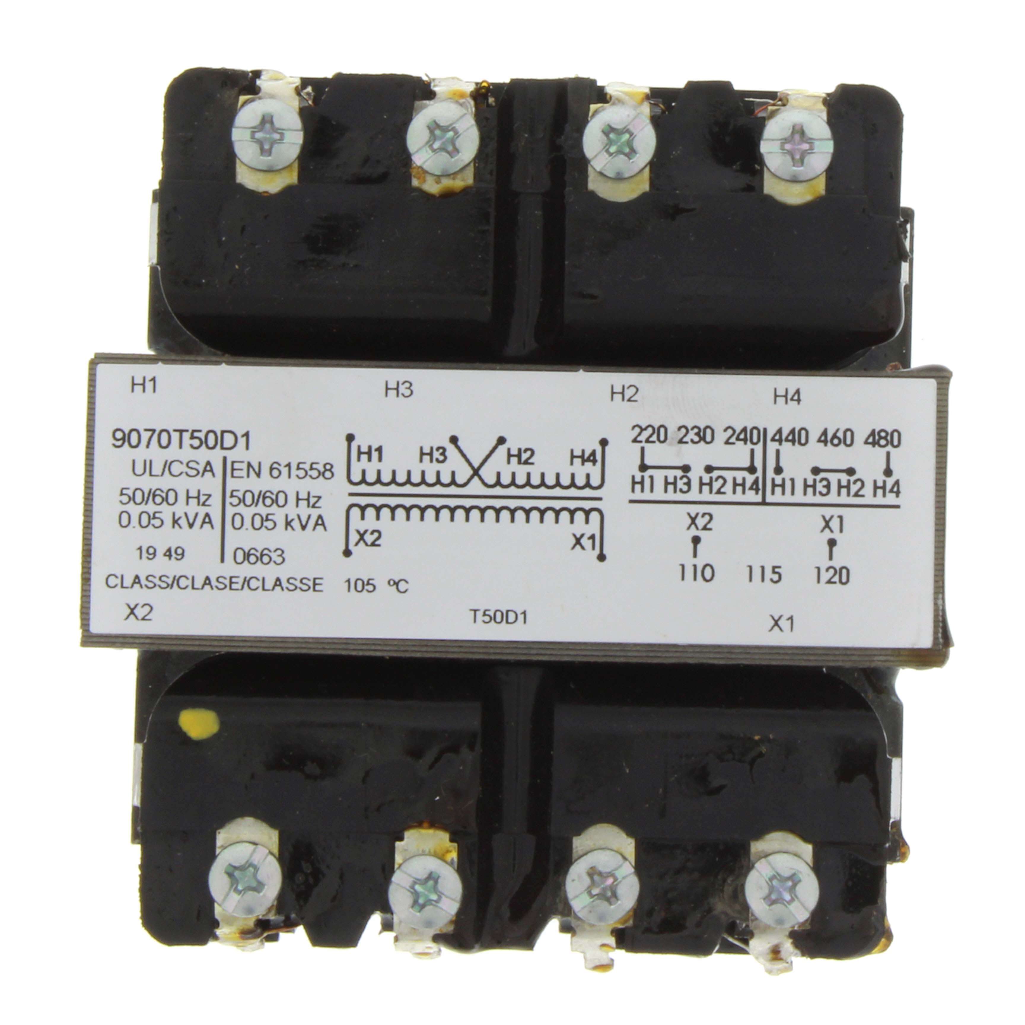 Square D 9070T50D1 Control Transformer 50 VA 240/480V Primary 120V Secondary