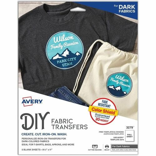 AVERY Avery AVE3279 Iron-on Transfer Paper Dark Fabric 5 Pack