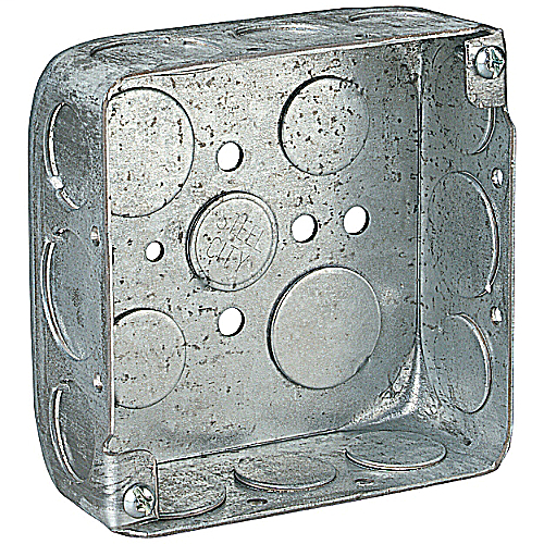 ABB 521511/23/4 Steel City 52151-1/2-3/4 4 Inch 1-1/2 Deep Steel Square Box with 1/2 and 3/4 Inch Knockouts