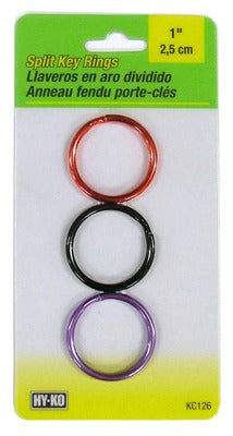HY-KO Hy-ko Prod Co KC126 Color Split Key Rings 3pc
