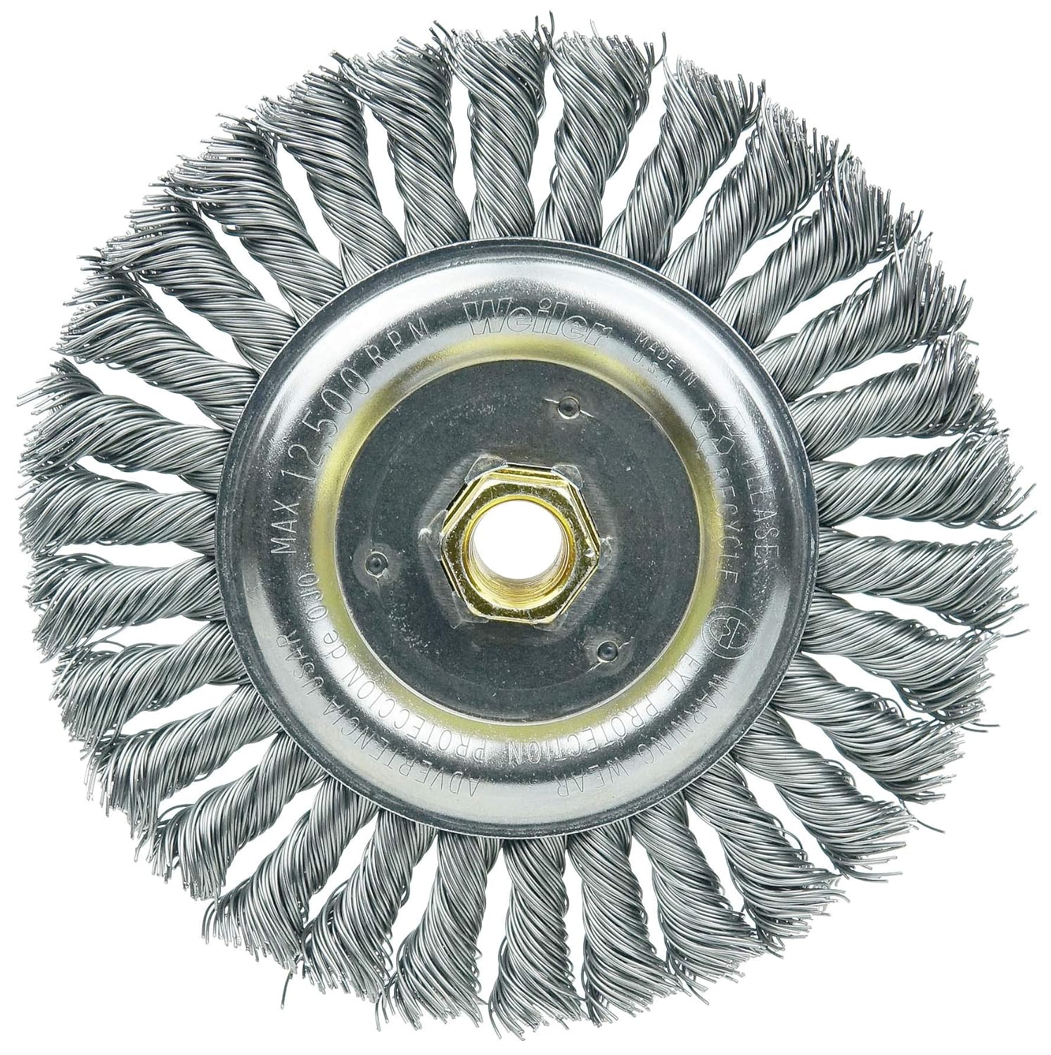 Weiler 79804 Dually Filler Pass Weld Cleaning Brush 023 Steel Wire Fill 5/8-11 UNC Double-Hex Nut