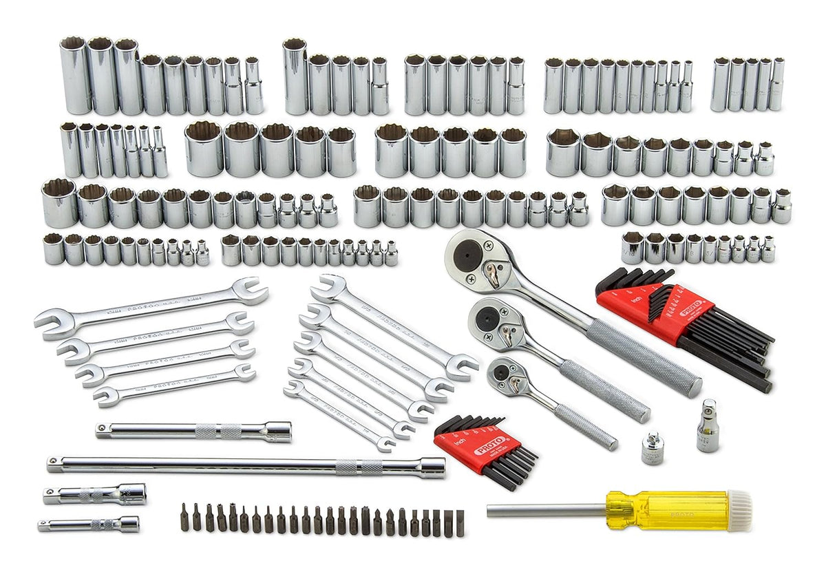 Proto J47184 Socket Wrench Set, 1/4, 3/8, 1/2 Dr, 184pc