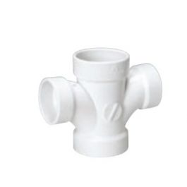 MUEL 05817 PVC DWV Reducing Double Sanitary Tee 2 x 2 x 1-1/2 x 1-1/2