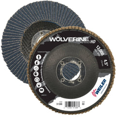 Weiler 31388 Wolverine Abrasive Flap Disc 60 Grit Zirconia Alumina Flat Type 27 Phenolic Backing High Density Pack of 10