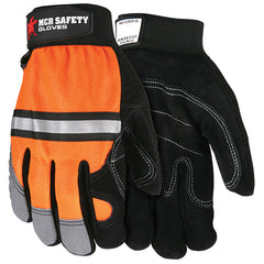 MCR Safety 911DPL Luminator General Purpose Work Gloves - Large Size, Hook & Loop Cuff, Synthetic Leather Material