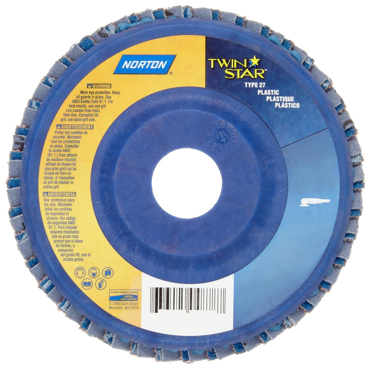 Norton 63642504878 Twinstar Abrasive Flap Disc 4-1/2 Inches 60 Grit