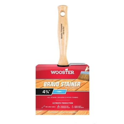 Wooster 0F51190046 Bravo Stainer Paint Brushes 4-3/4 in Bristle/Poly Blend Wood Handle