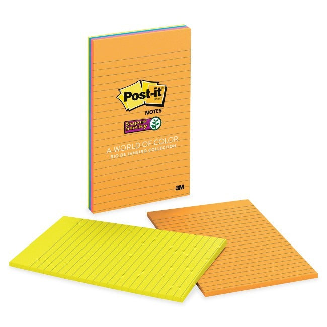 3M 3M MMM5845SSUC Post-it Super Sticky Lined Notes 5 x 8 4 Pads Pack 5845-SSUC