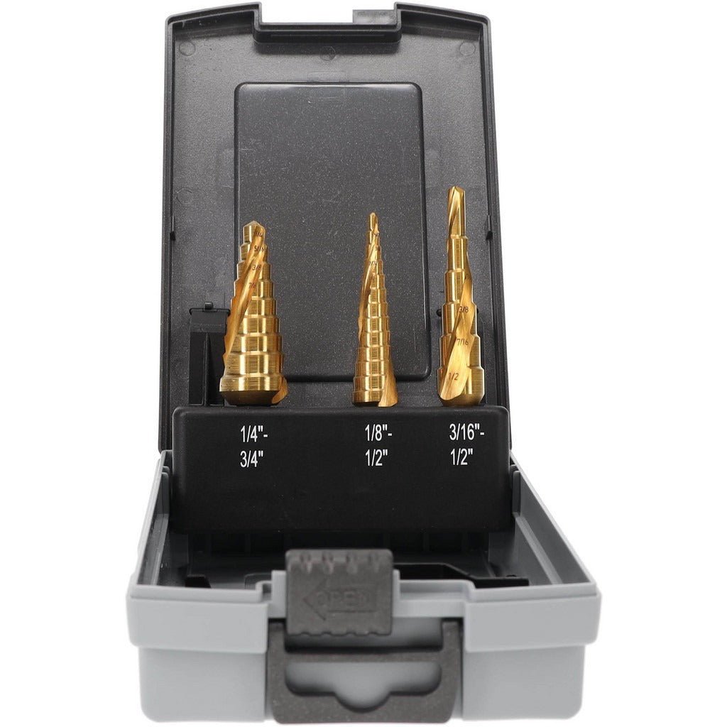 HERTEL Hertel SDD43275015 Step Drill Bit Set 3 Pc Hss Tin