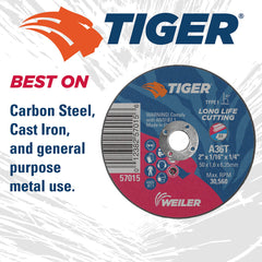 Weiler 57015 Cutting Wheel 2-Inch Tiger AO Steel Metal Long Life Pack of 100