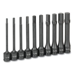 Grey Pneumatic 1360H Hex Driver Socket Set SAE Sizes 1/4 to 3/4