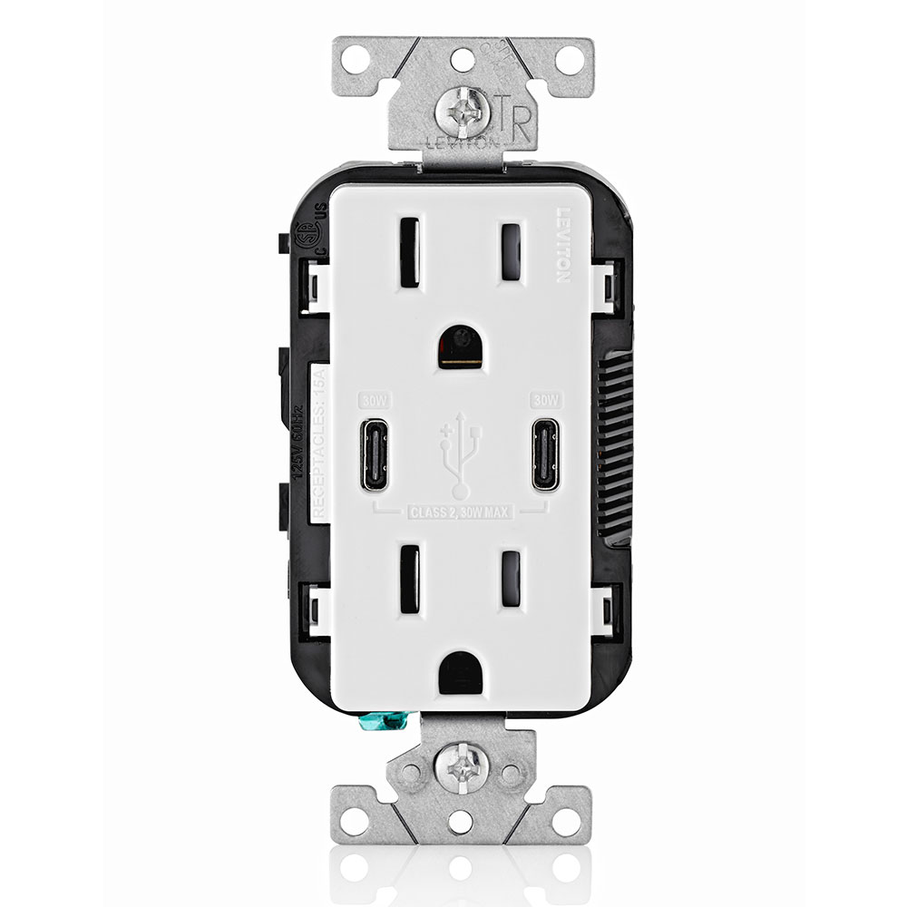 Leviton T5635-W LEV T5635-W 15A TR RECPT USB TYPE C