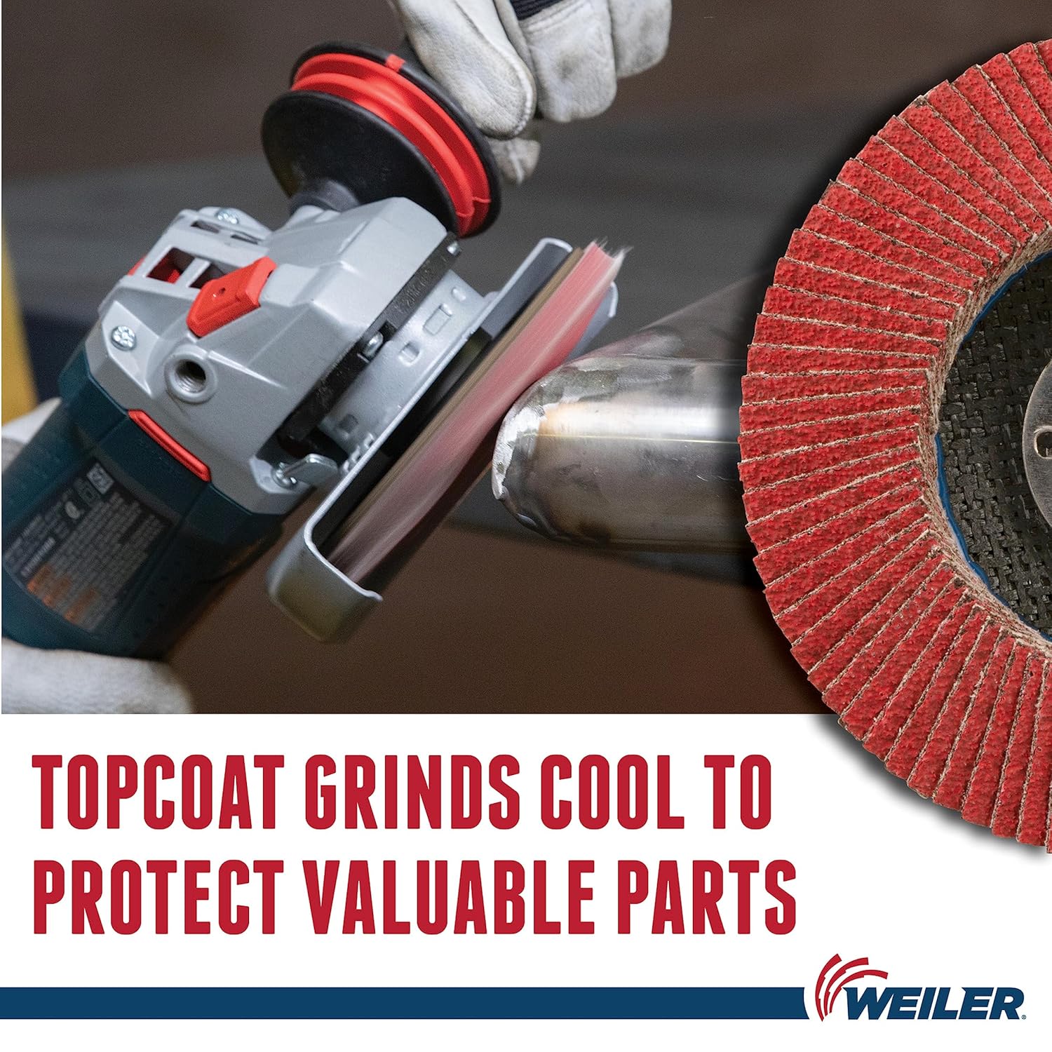 Weiler 50130 Saber Tooth 7/8 Arbor, 4-1/2 Diameter, 40 Grit, Ceramic, Phenolic Backing, Flat High Density Abrasive Flap Disc