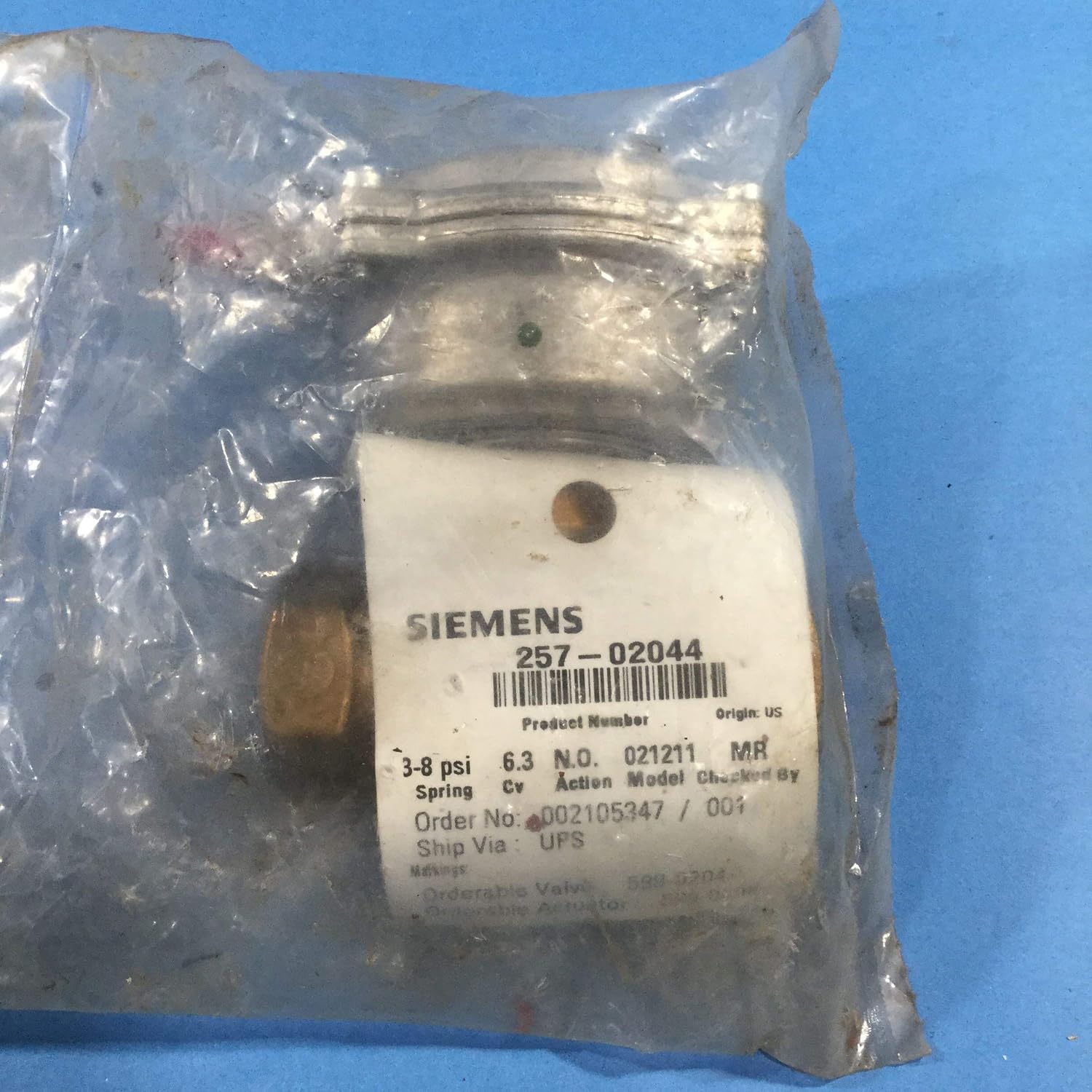 SIEMENS 257-02044 Valve Pneumatic 3/4 Inch Brass Control Valve