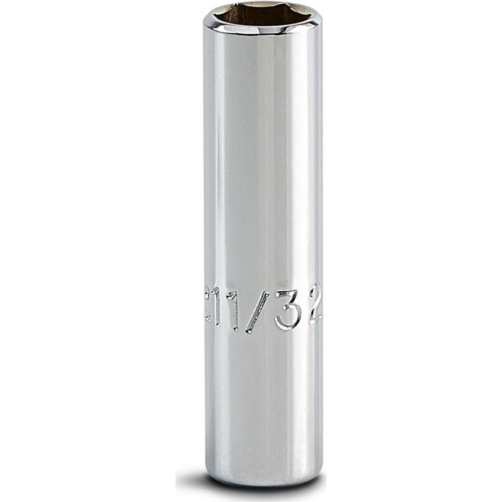 PROTO Proto J4711L Deep Hand Socket 11/32 in 6-point 1/4 in Drive