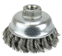 Weiler 13156 Single Row Knot Wire Cup Brush 3-1/2 Inch Steel Fill 5/8-11 UNC Nut