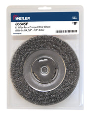 Weiler 06645P Wheel Brush Wide Face 6 Diameter x 7/8 Face Width 1/2 to 5/8 Arbor Hole