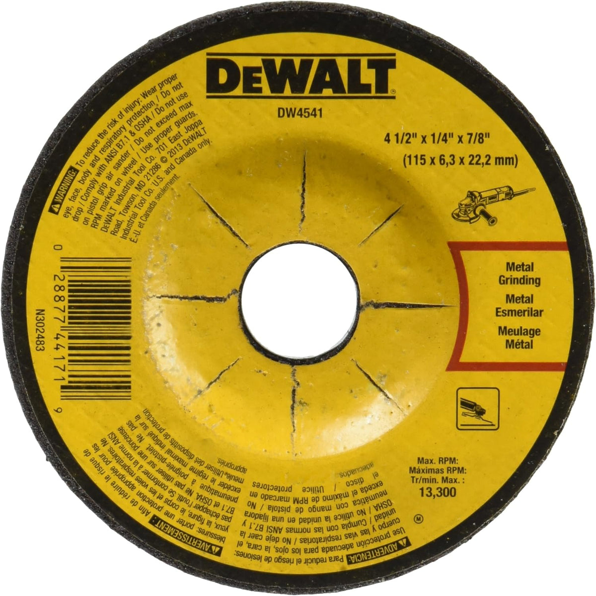 DEWALT DW4541 4-1/2 X 1/4 X 7/8 Fast Cut Abrasive