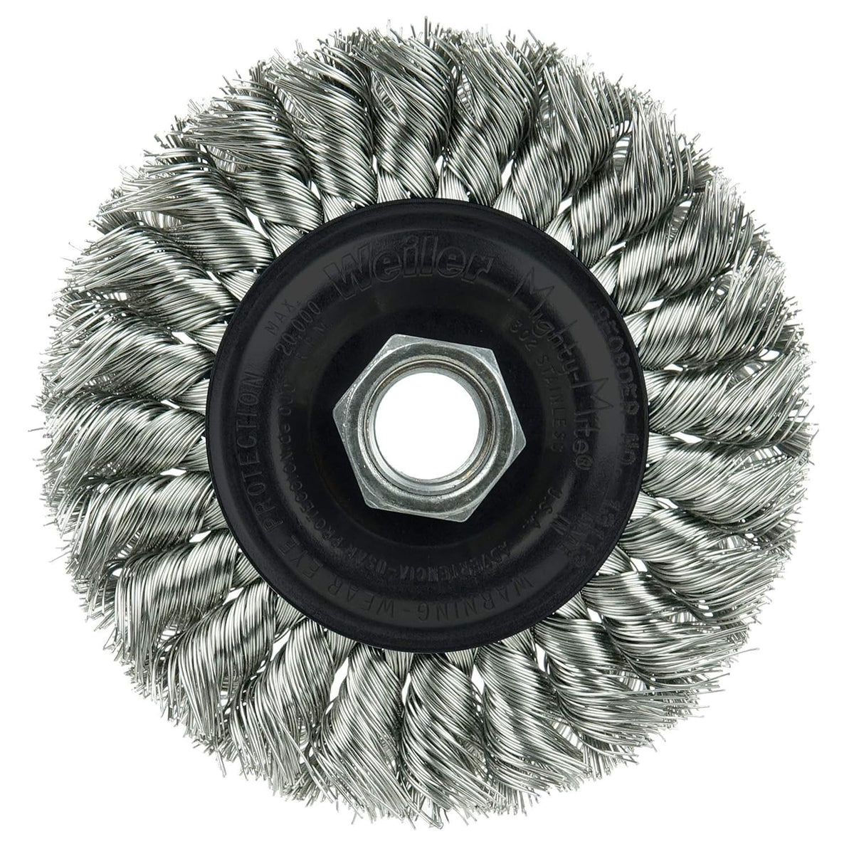 Weiler 13113 Dualife 5/8-11 Arbor 0.014 Wire Size 4 Diameter 1/2 Face Width 302 Stainless Steel Bristles