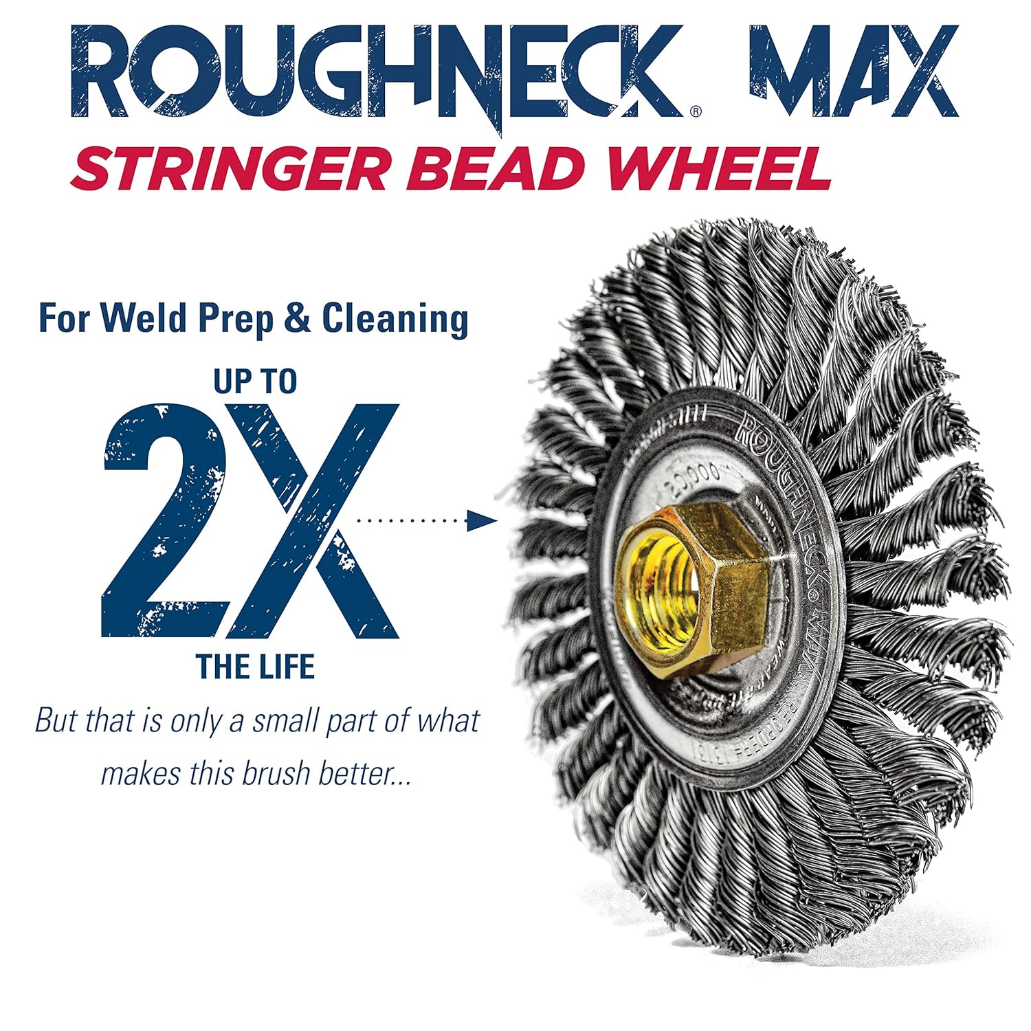 Weiler 13131 Roughneck Max Stringer Bead Wheel Steel Fill 5/8-11 UNC Nut Made in USA