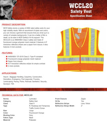 MCR Safety WCCL2OX3 Class 2 Polyester Mesh Safety Vest with 3M Scotchlite Reflective Stripe Fluorescent Orange 3X-Large