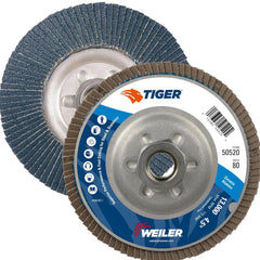 Weiler 50520 Tiger Abrasive Flap Disc Type 29 Threaded Hole Zirconia Alumina 80 Grit