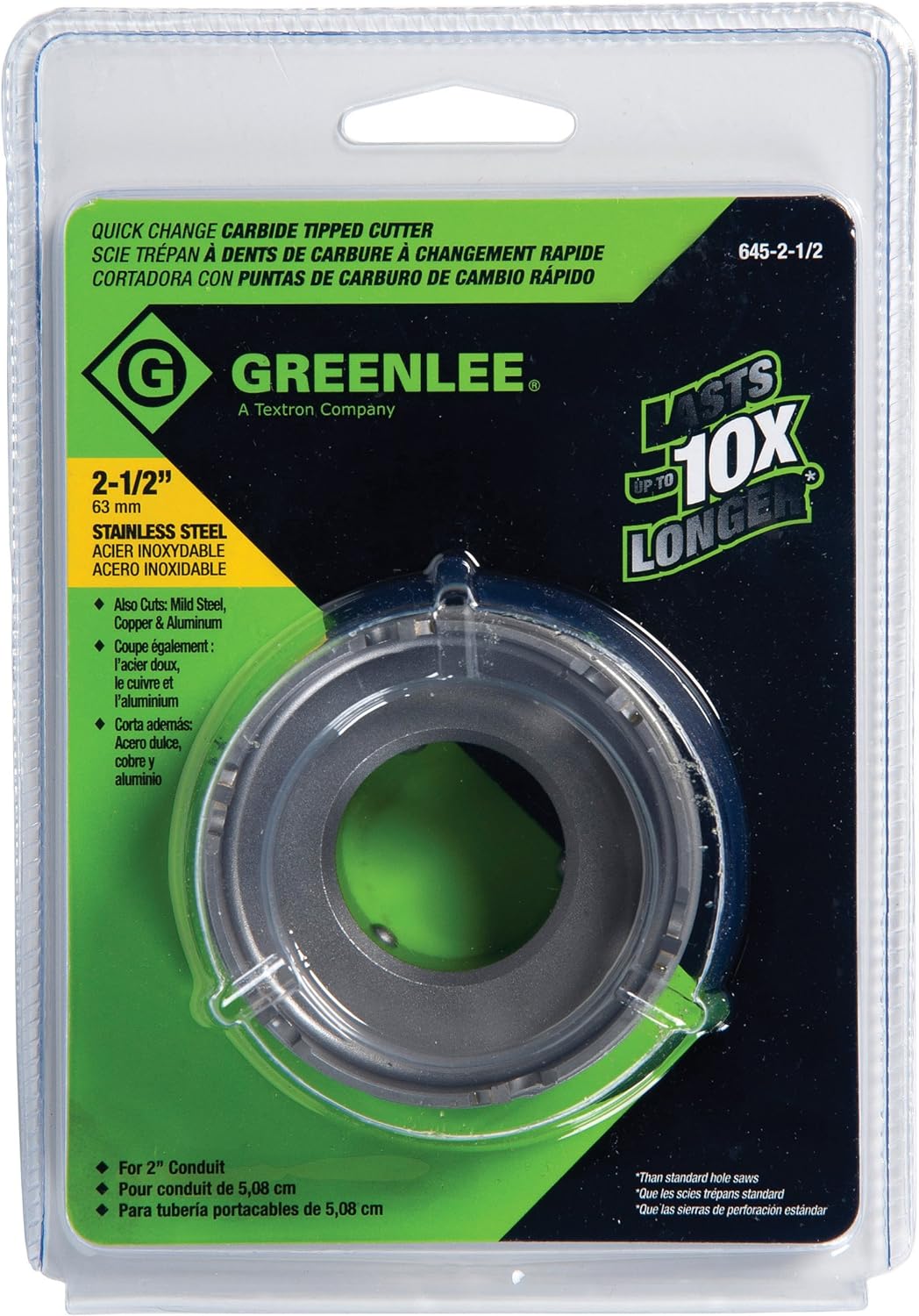 Greenlee 645-2-1/2 Hole Cutter, Stainless Steel