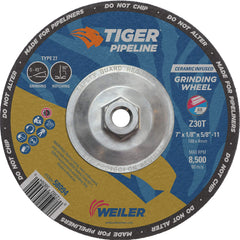 Weiler 58094 Tiger Pipeline Grinding Wheel 7 Inch x 1/8 Inch x 5/8 - 11 Nut Pack of 10