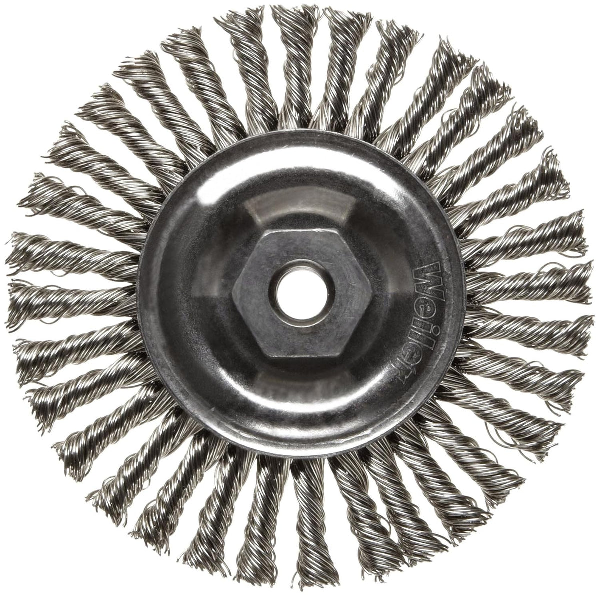 Weiler 13135 Dualife 4 Diameter Stainless Steel Stringer Bead Twist Knot Wire Wheel Brush