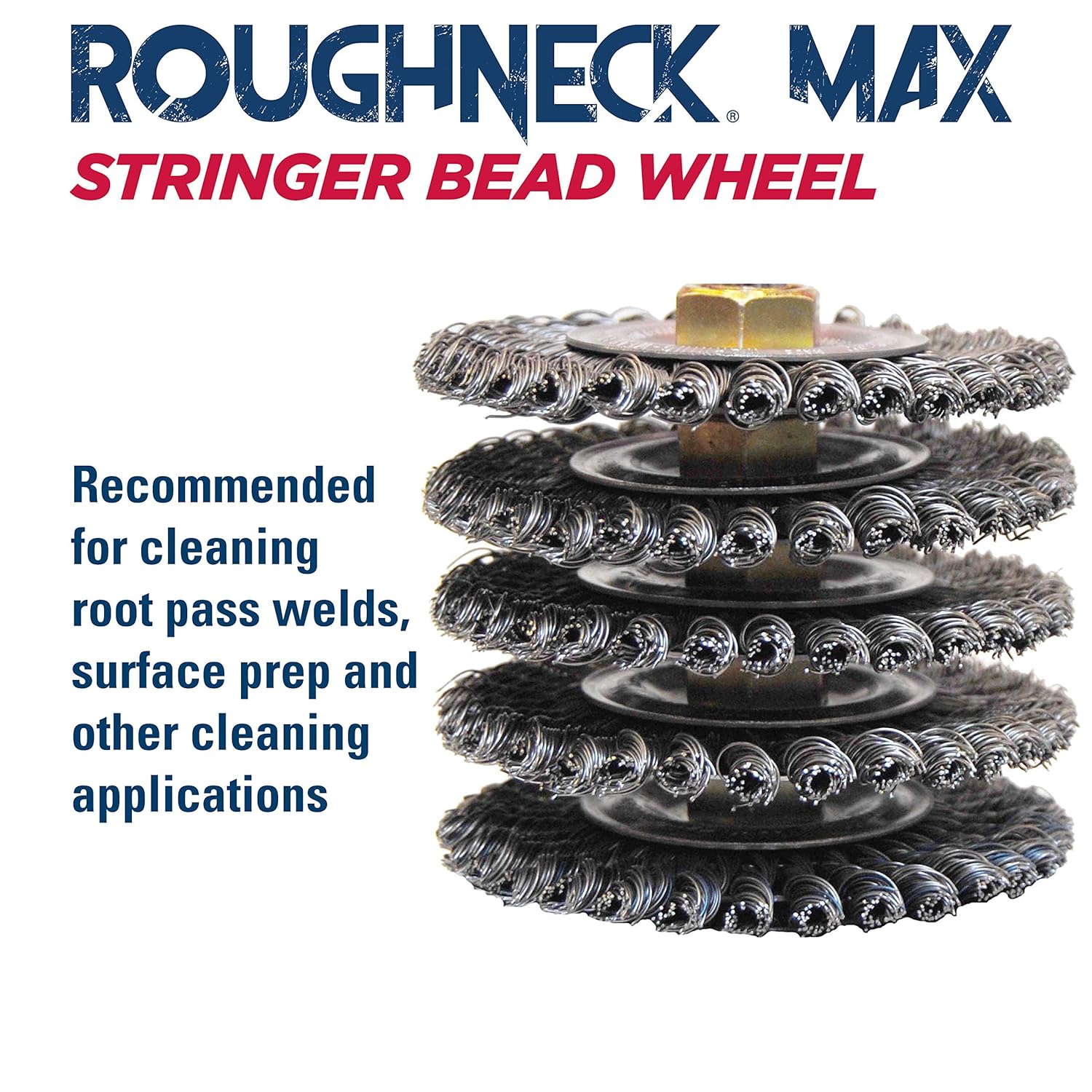 Weiler 13131 Roughneck Max 4 Stringer Bead Wheel .020 Steel Fill 5/8-11 UNC Nut Made in the USA