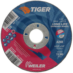 Weiler 57121 Tiger Grinding Wheel 4-1/2 Inch 1/4 Inch Thick Type 27 Pack of 10